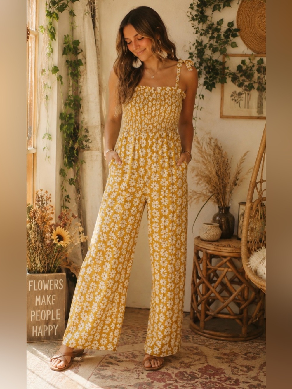 Bridge Mustard Yellow Daisy Jumpsuit 🌼💛
